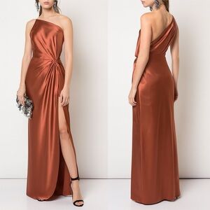 MICHELLE MASON *Custom* Twist Knot Silk Maxi Gown in Dune Orange